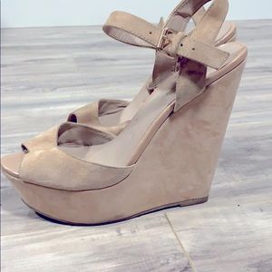 Aldo Blush Suede Wedge Sandals